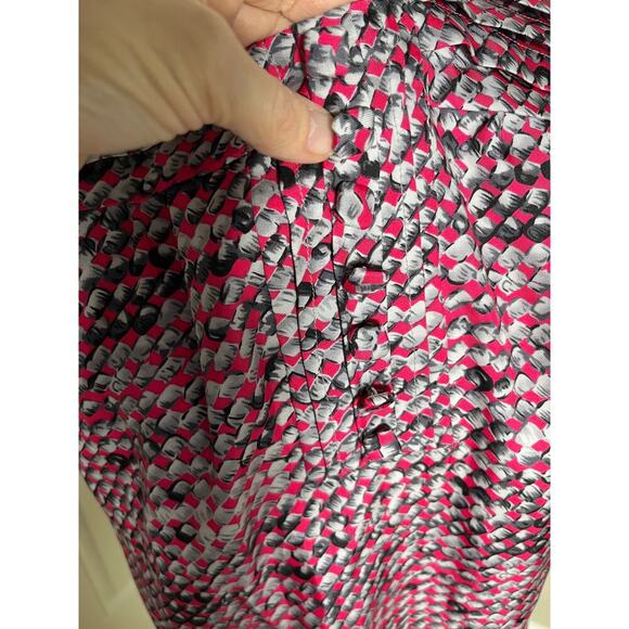 Walter Shirt Size 4 Pink Black Gray Silk Short Sleeve Pleated Corpcore Classic - Picture 13 of 16